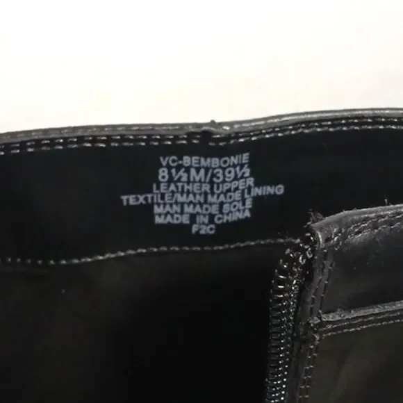 Vince Camuto Bembonie Leather Buckle Side Zip Ankle Boots Black 8.5M $150 MSRP - Picture 8 of 11